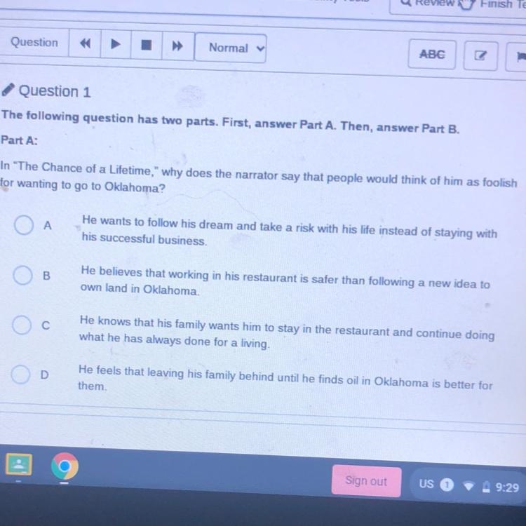 Question 1 The following question has two parts. First, answer Part A. Then, answer-example-1