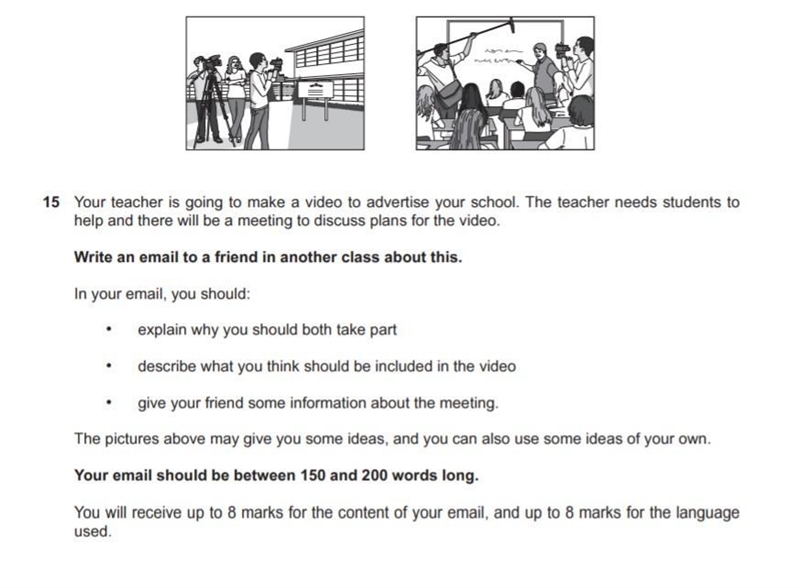 Your teacher is going to make a video to advertise your school. The teacher needs-example-1