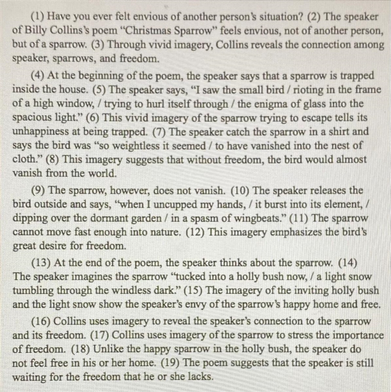 Which sentence contains the thesis statement of the essay? O sentence 1 O sentence-example-1