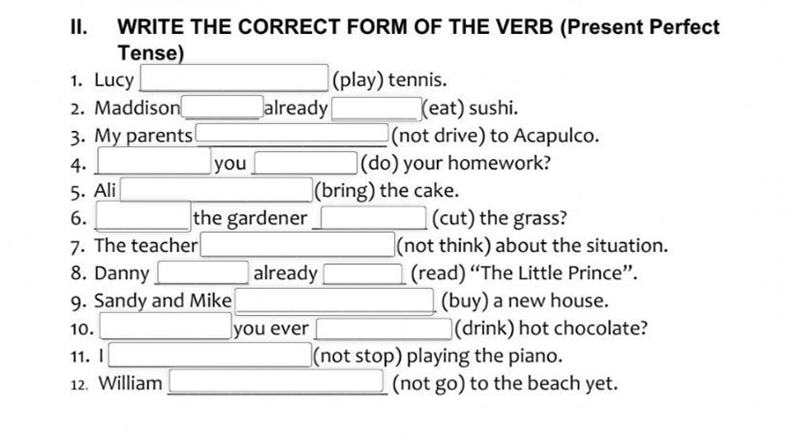 Present perfect tense 2-write the correct verb-example-1