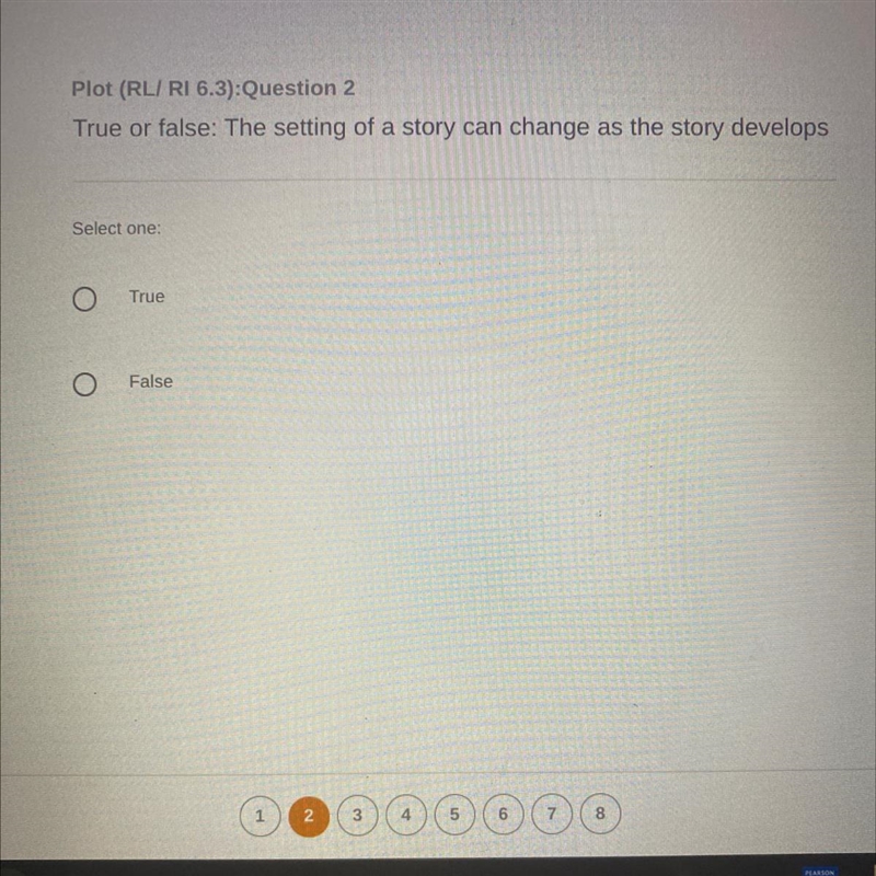 Plot (RLI RI 6.3): Question 2 True or false: The setting of a story can change as-example-1