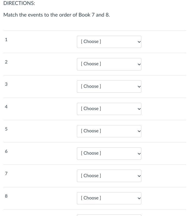 80 POINTS!!!!!!!!! THIS IS FROM THE BOOK: THE ODESSY DIRECTIONS: Match the events-example-1