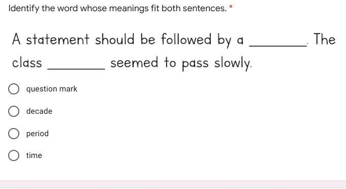 Phrases and clauses: Identify the word whose meanings fit both sentences.-example-1