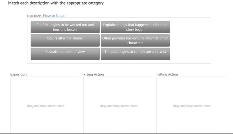 Match each description with the appropriate category.-example-1