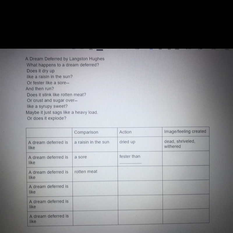 Fill in the table by using the poem above-example-1