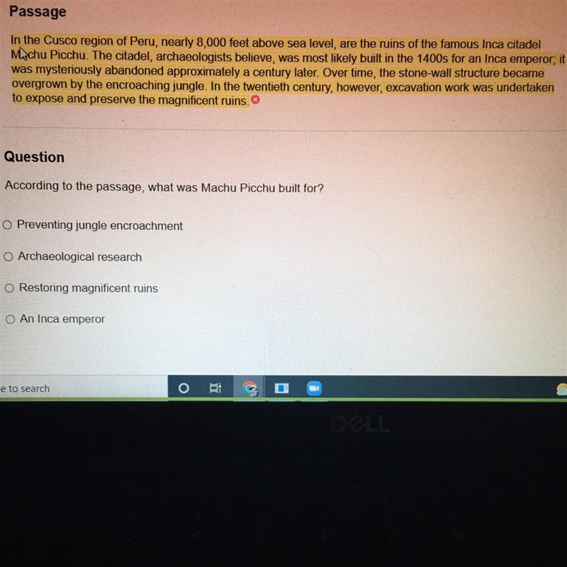 According to the passage, what was Machu Picchu built for?-example-1