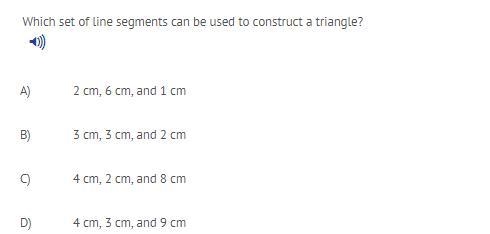 Which set of line segments can be used to construct a triangle-example-1