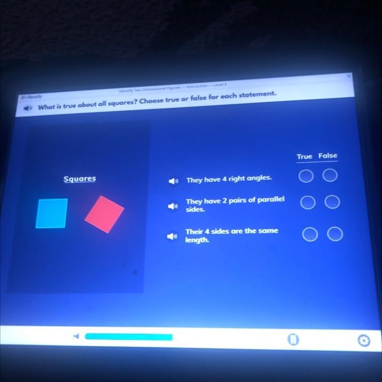 What is true about all squares choose true or false for each statement-example-1