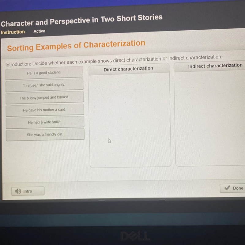 (PLEASE HELP ME) Introduction: Decide whether each example shows direct characterization-example-1