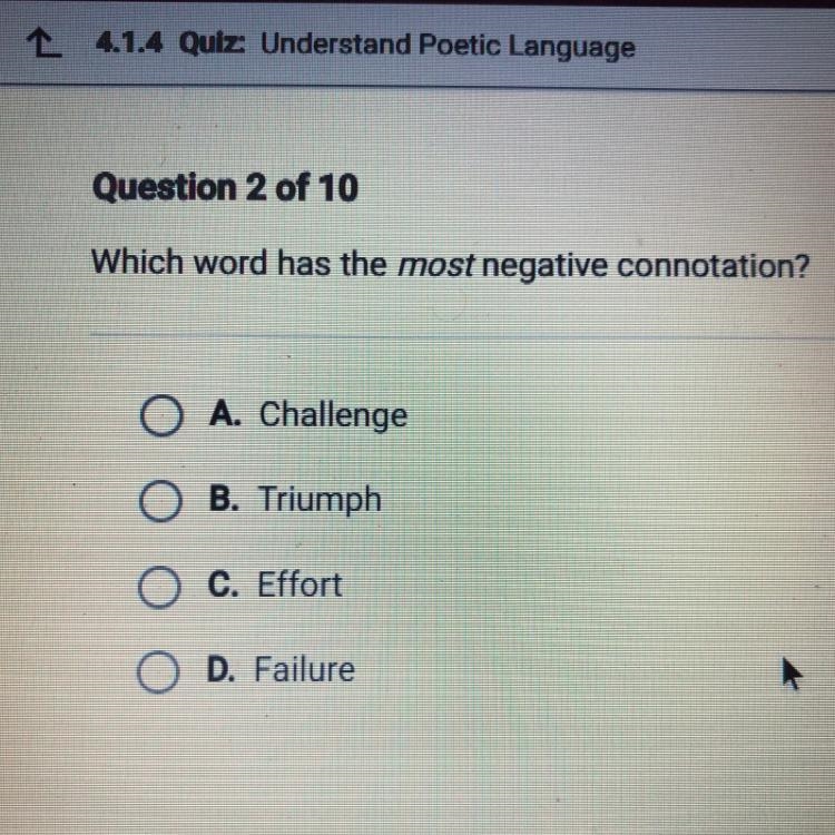 Which word has the most negative connotation?-example-1