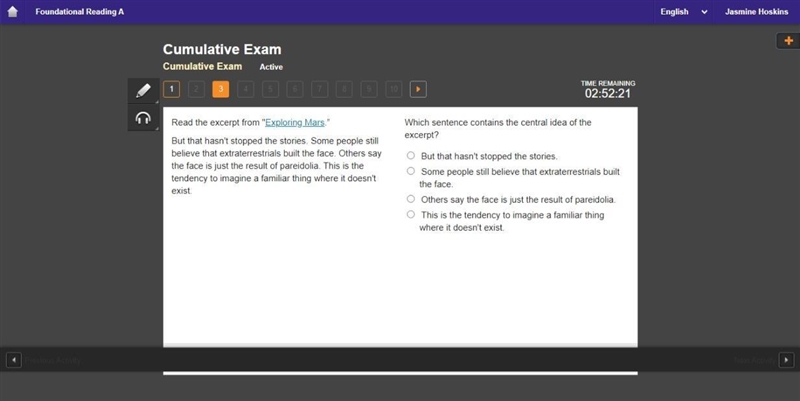 Which sentence contains the central idea of the excerpt?-example-1