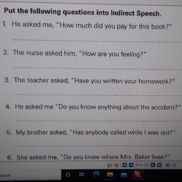 Put the following questions into indirect speech-example-1