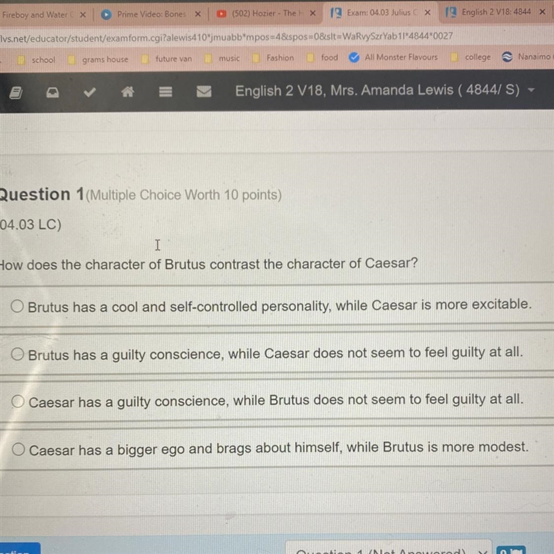 How does the character of brutus contrast the character of caesar?-example-1