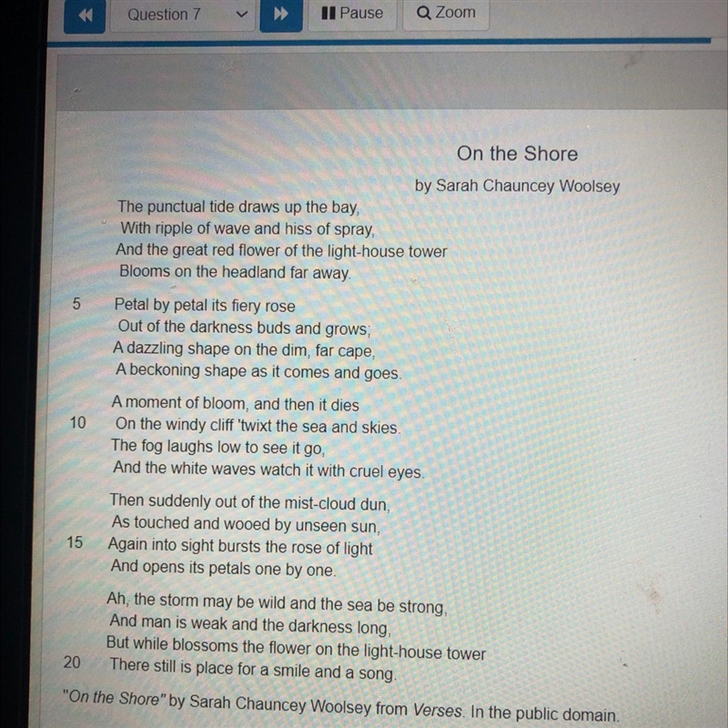 Which statement explains how the author uses figurative language in lines 11 and 12? A-example-1