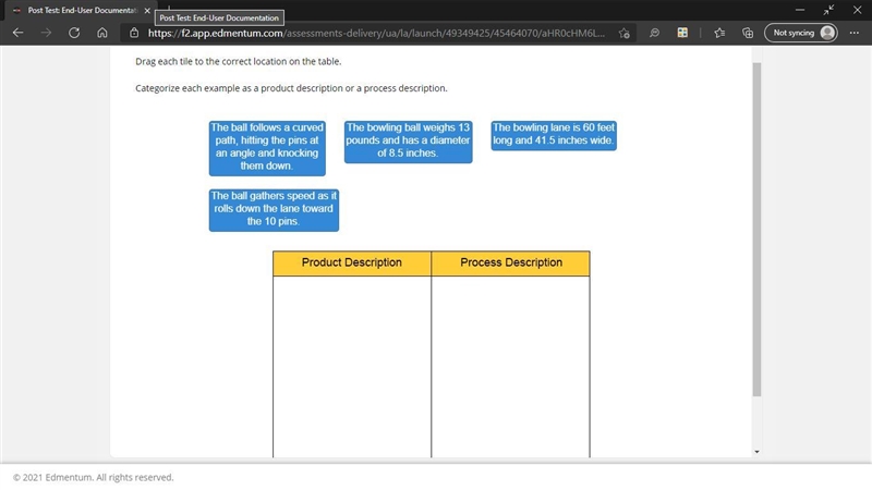 Categorize each example as a product description or a process description.-example-1