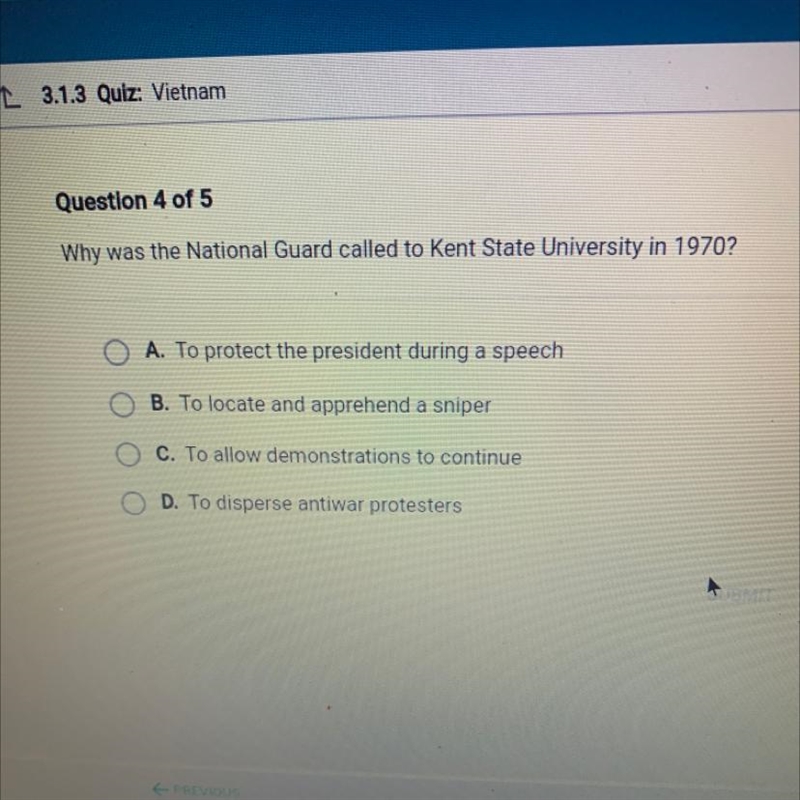 Why was the National Guard called to Kent State University in 1970? A. To protect-example-1