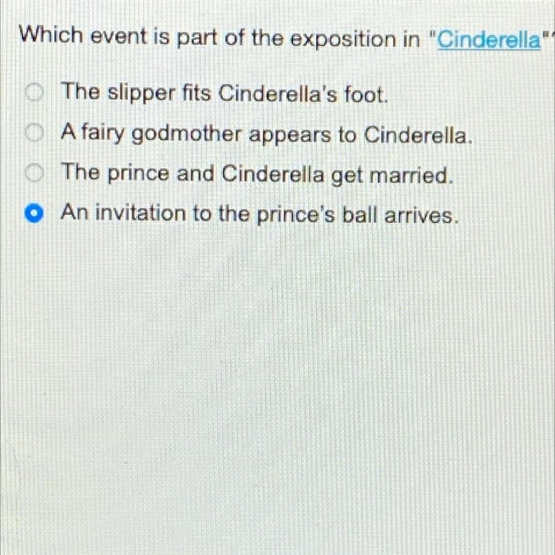 Which event is part of the exposition in Cinderella need help ASAP-example-1