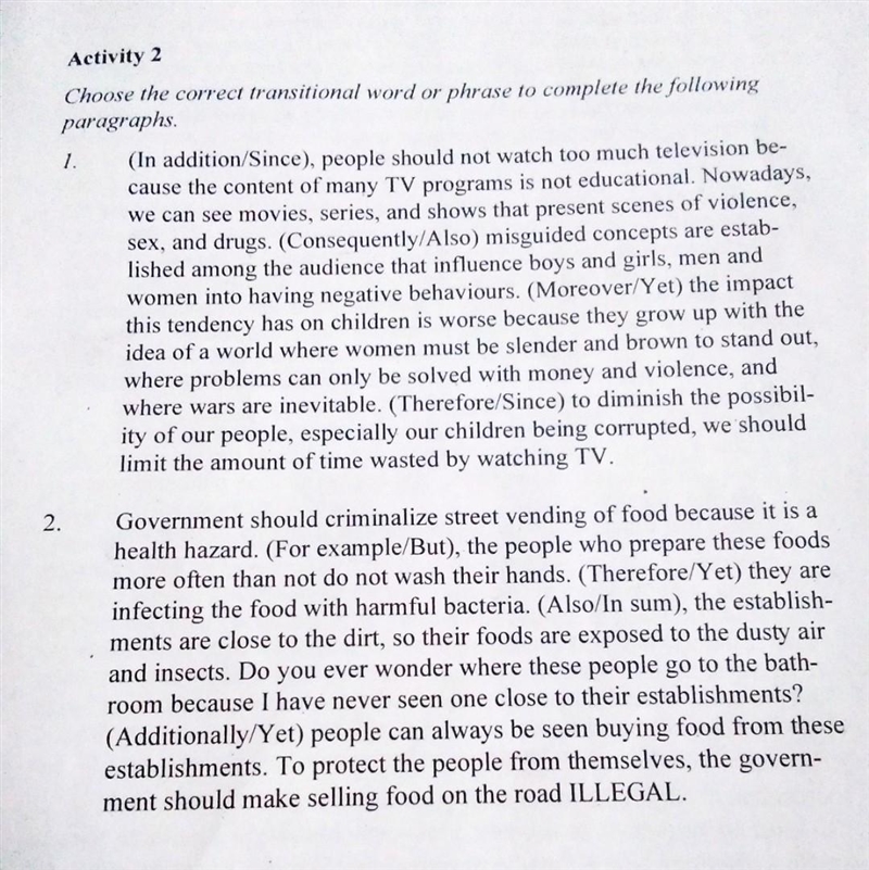 Choose the correct transitional word or phrase to complete the following paragraph-example-1