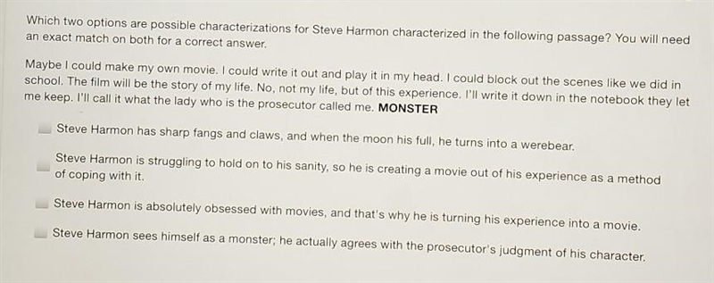 Which two options are possible characterizations for Steve Harmon characterized in-example-1