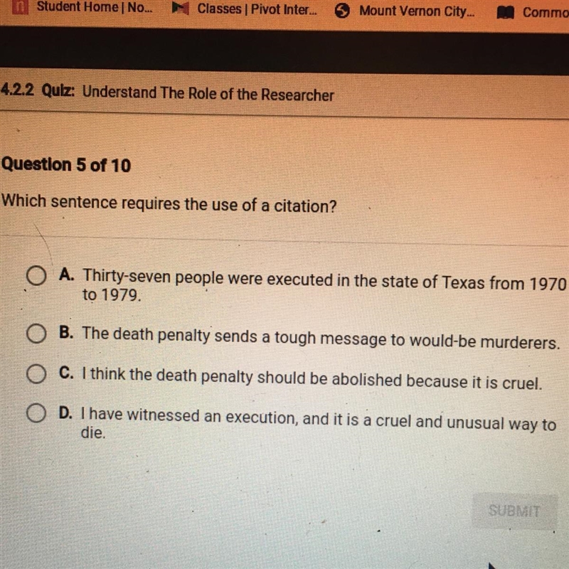 Which sentence requires the use of a citation?-example-1