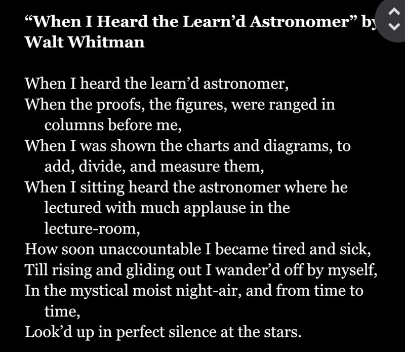 how does the poem, When I Heard the Learn’d Astronomer, connect to the principles-example-1