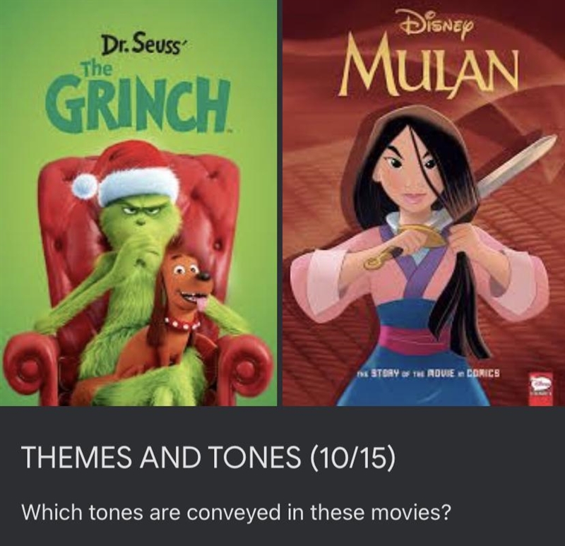 Which tones are conveyed in these movies?-example-1