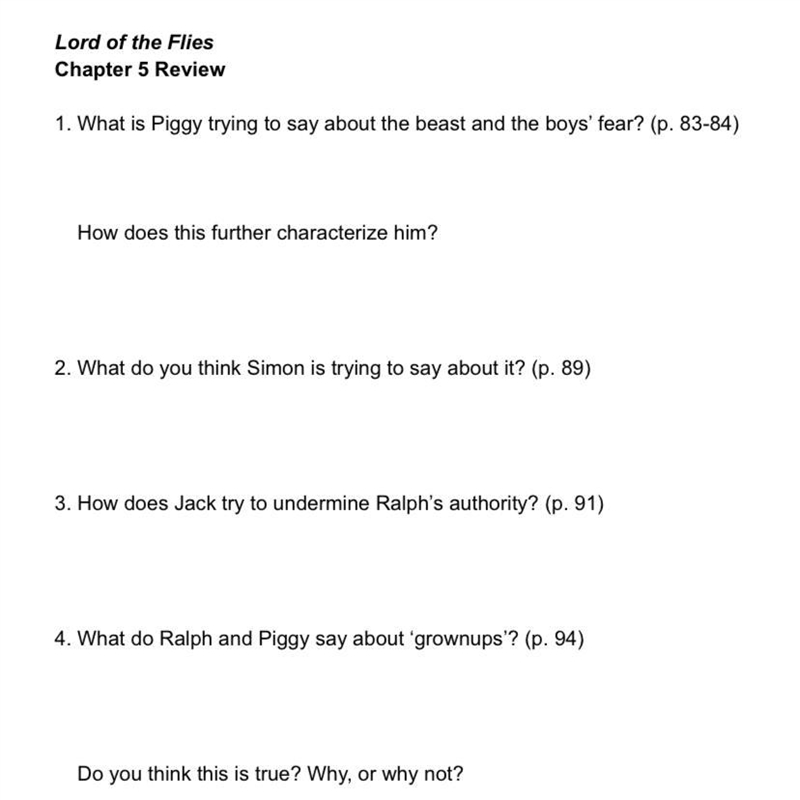 ￼ ￼I need help in question 3 it says How does Jack try to undermine Ralph’s authority-example-1