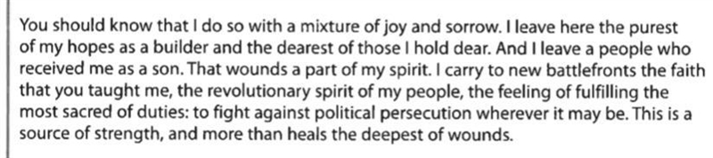 From lines 26-31, give two ways the writer, Che Guevara, describes his feelings. You-example-1