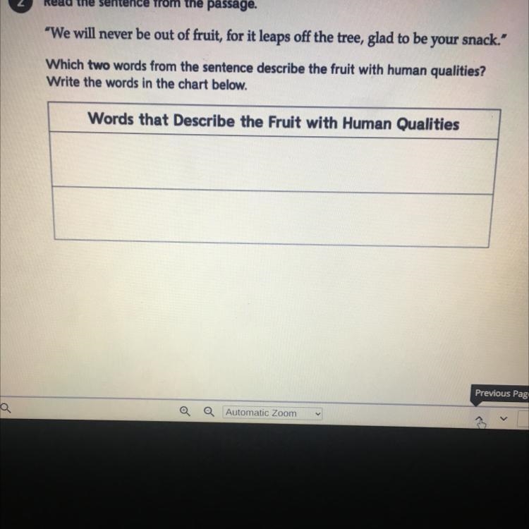 2 Read the sentence from the passage. “We will never be out of fruit, for it leaps-example-1