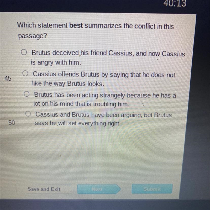 Read the excerpt from Julius Cesar act 1 scene 2. Which statement best summarizes-example-1