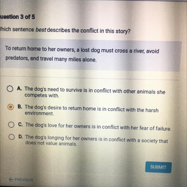 Which sentence best describes the conflict in this story? To return home to her owners-example-1