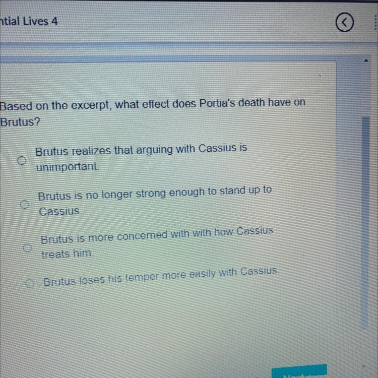 Based on the excerpt, what effect does Portia's death have on Brutus? Brutus realizes-example-1