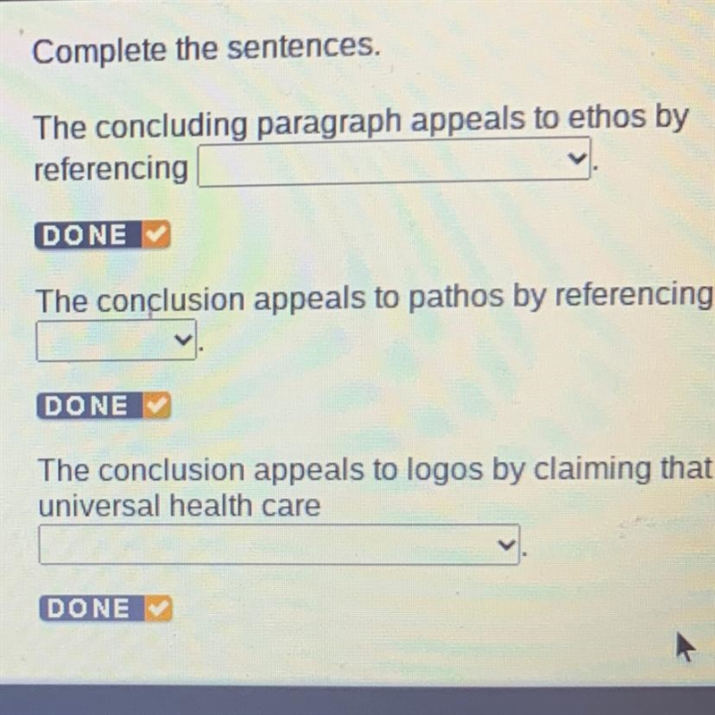 The concluding paragraph appeals to ethos by referencing The conclusion appeals to-example-1