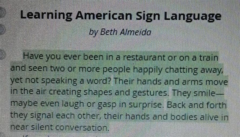 Select the highlighted sentence that shows how people can communicate without speaking-example-1