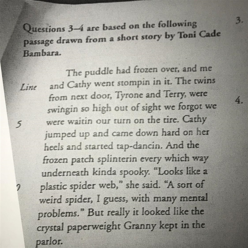 3. The excerpt primarily describes children (A) talking with their grandmother (B-example-1