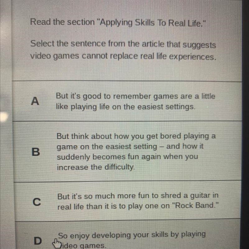 Read the section "Applying Skills To Real Life." Select the sentence from-example-1