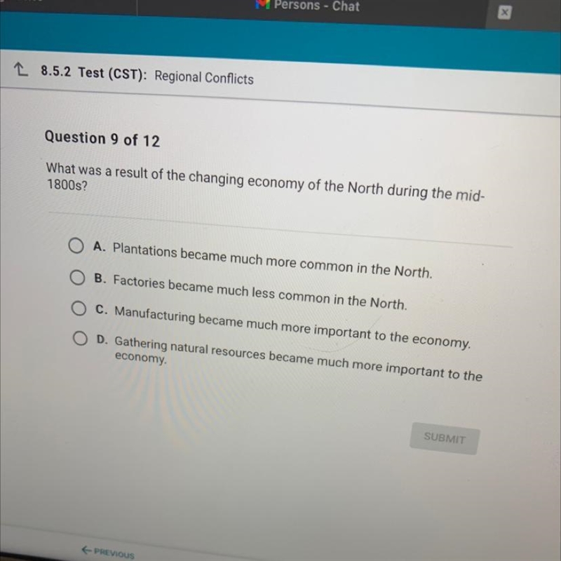 What was a result of the changing economy of the North during the mid- 1800s?-example-1