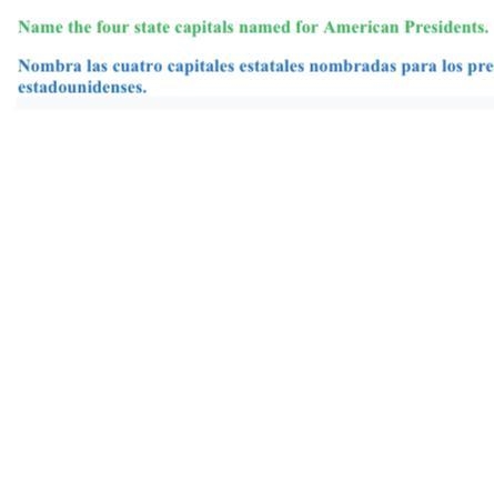 Name the four state capitals named for American presidents?-example-1