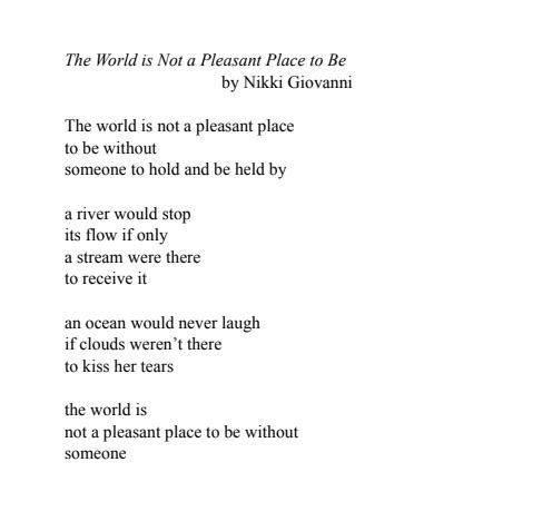 How does the poet help the reader understand how it feels in the world? A. by using-example-1