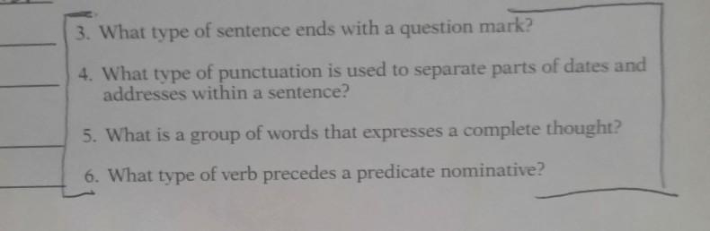 Help asap!!!! dont answer if you dont know the answer 3. What type of sentence ends-example-1