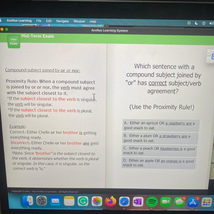 Which sentence with a compound subject joined by "or" has correct subject-example-1