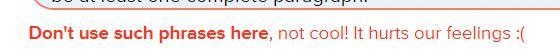 What phrases aren't allowed because nothing in my question is inappropriate?-example-1