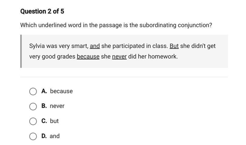 Which underlined word in the passage is subordinating conjunction?-example-1