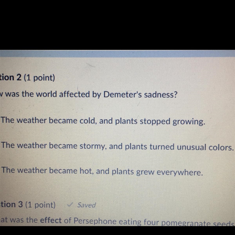 How was the world affected by Demeter's sadness?-example-1