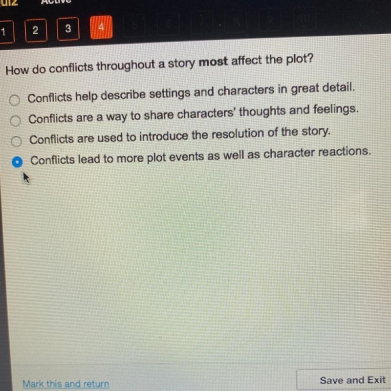 C How do conflicts throughout a story most affect the plot? Albel O Conflicts help-example-1