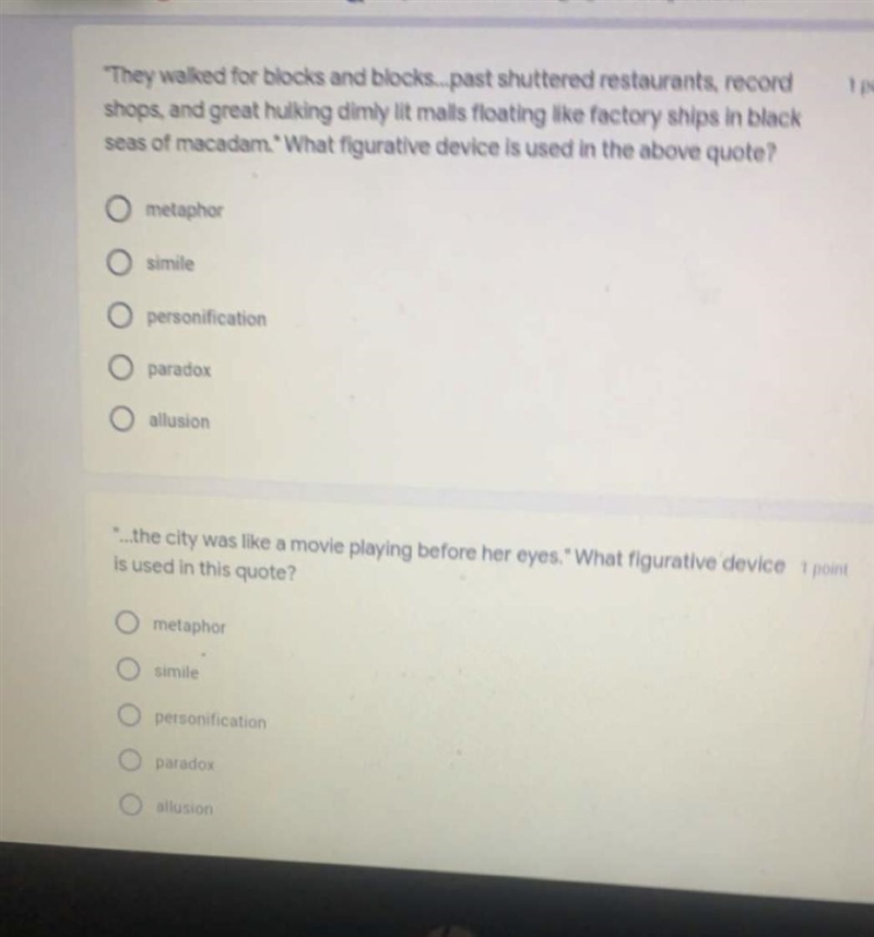 “...the city was like a movie playing before her eyes.” What figurative device is-example-1