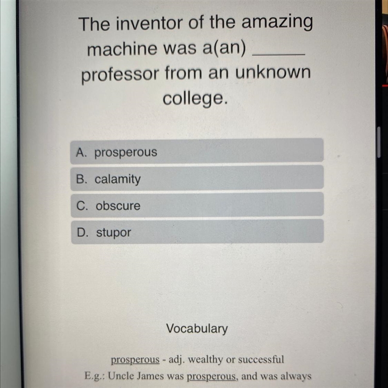 Complete the following sentence: The inventor of the amazing machine was a(an) professor-example-1