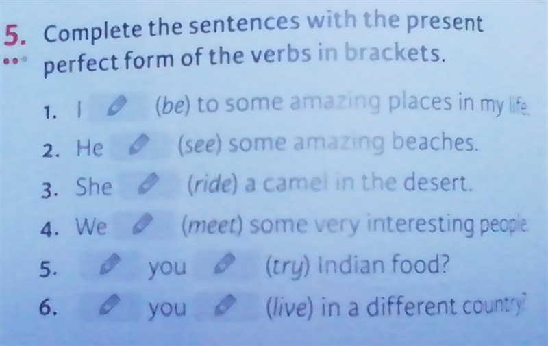 1. Complete the sentences with the present perfect form of the verbs in brackets. (be-example-1