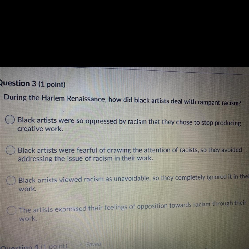 During the harlem renaissance how did black artists deal with rampant racism-example-1