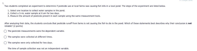 30 points! English Two students completed an experiment to determine if pesticide-example-1